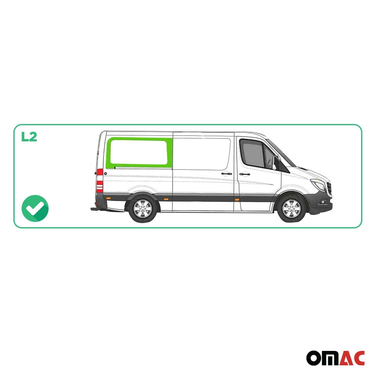 Mercedes Sprinter Rear Side Fixed Glass - Rear Right - Omac - Galaxy (Sliding Door) - '11-'18